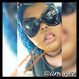 DMV MUA Virginia native Amanee Powers wearing black large frame bow tie oversize cat eye fashion sunglasses 